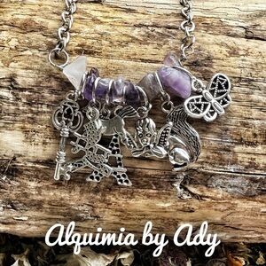 Maxi charms amethyst silver necklace